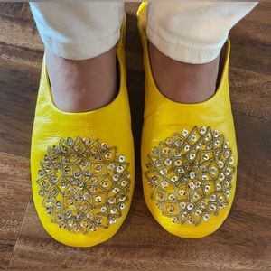 Anthropologie Yellow House Slippers